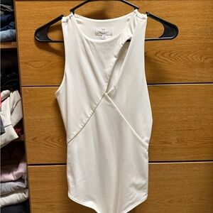 White Sleeveless Wrap Top